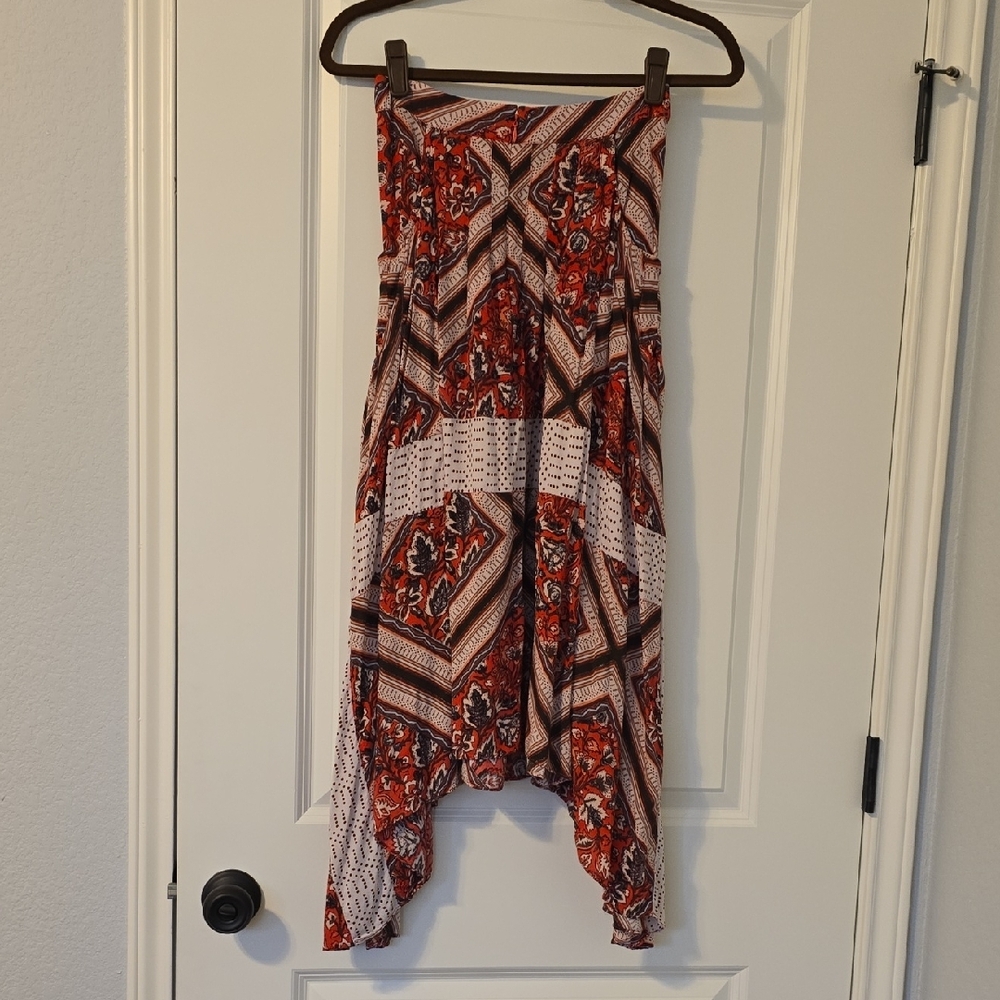 Free People Multicolor Bohemian Skirt With Pockets. Adorable Hemline. Size 0 - Picture 6 of 13